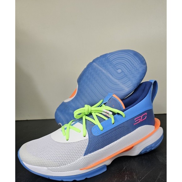 Size 10 Men\'s Under Armour Curry 7 Super Soaker Sneakers 3021258-404 Basketball
